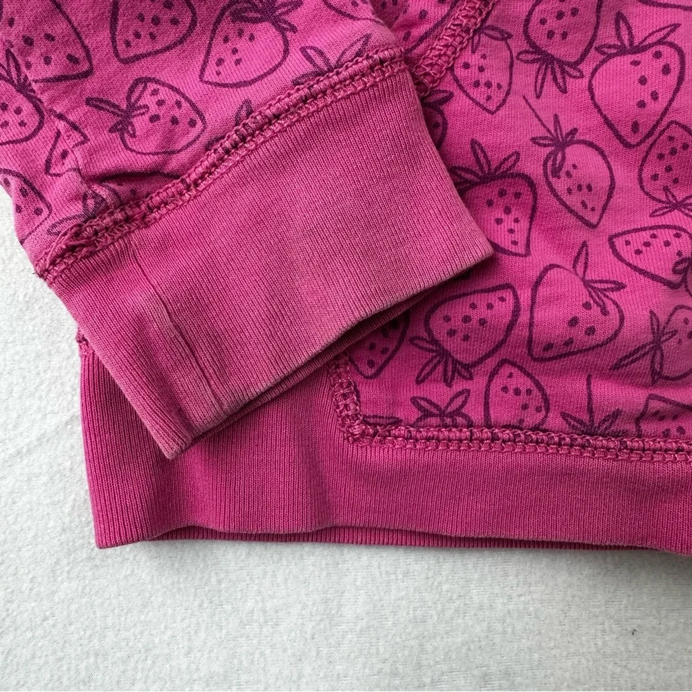 Tea Collection Girl's Strawberry‎ Full Zip Hoodie Sweatshirt Size 12 Pink Hooded